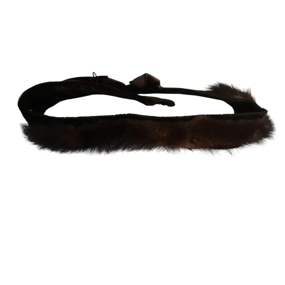Vintage 50s Brown Mink Fur Headband Hair Facsinator